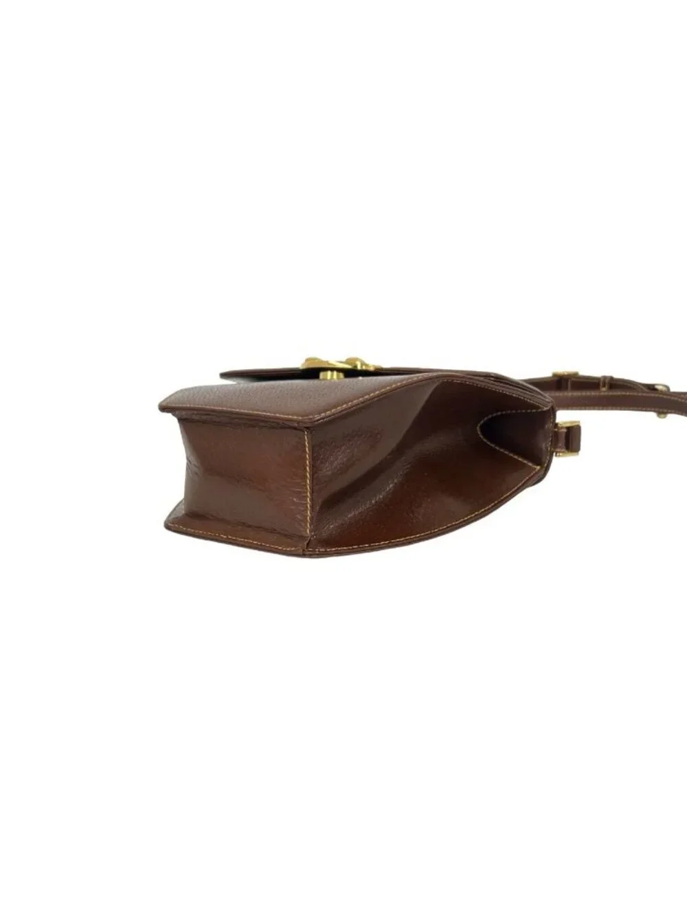 Gucci Vintage Logo Leather Shoulder Bag Pochette Brown